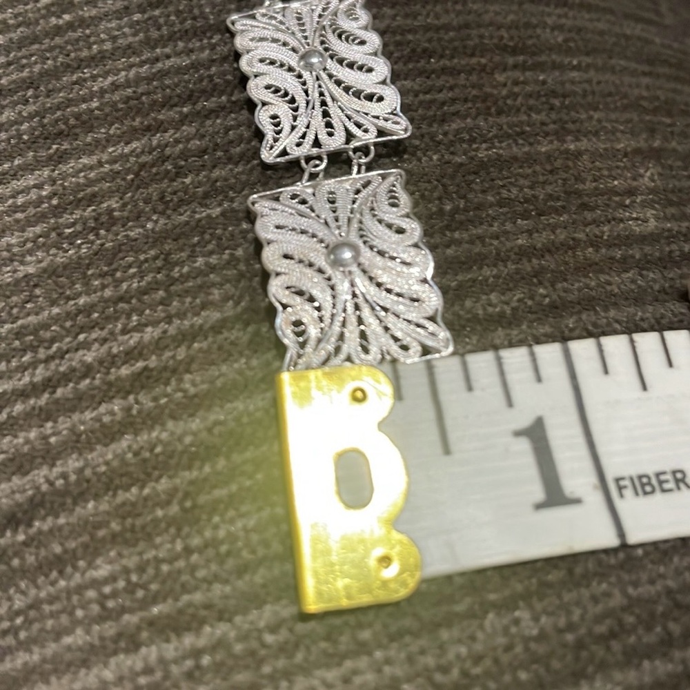 .925 Sterling FILIGREE BRACELET real solid Silver Fine Jewelry Vintage 1970’s - Picture 8 of 11